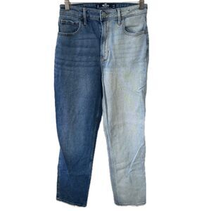 NWOT Hollister Ultra High Rise Stacked Vintage Straight Two Tone Denim Jeans 26